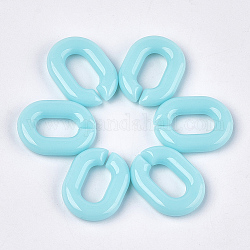 Acrylic Linking Rings, Quick Link Connectors, For Jewelry Chains Making, Oval, Sky Blue, 19x14x4.5mm, Hole: 11x5.5mm