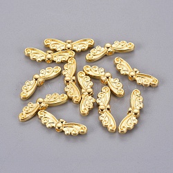 Abalorios de aleación de estilo tibetano, sin plomo y el cadmio, color de oro, mariposa, 22x7mm, agujero: 1 mm