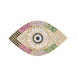 Кубический цирконий конский глаз открытые манжеты кольца, массивные широкие кольца из латуни с покрытием из 18-каратного золота для женщин, без никеля , красочный, размер США 6 3/4 (17.1 мм)