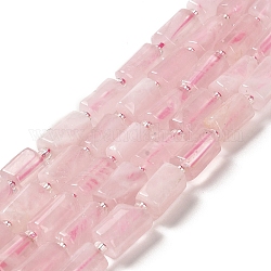 Fili di perline quarzo roso  naturale , con perline semi, sfaccettato, colonna, 8.5~11x5.5~6.5mm, Foro: 1 mm, circa 14~15pcs/filo, 7.48'' (19 cm)