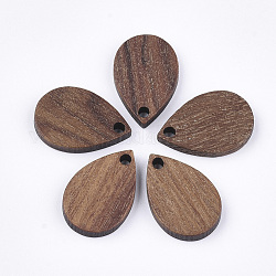 Colgantes de madera, lágrima, saddle brown, 17x11x2.5~3mm, agujero: 1.6 mm