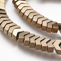 Non-magnetic Synthetic Hematite Beads Strands, Vacuum Plating, Grade A, Arrowhead, Antique Bronze Plated, 5.5x8x4mm, Hole: 1mm, about 110pcs/strand, 15.3 inch