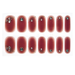 Наклейки для ногтей с полным покрытием, самоклеящийся, для украшения ногтей, Индийская красная, 24x8 мм, 14шт / лист
