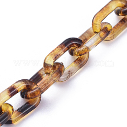 Акриловые кабельные цепи ручной работы, овальные, леопардовый дизайн, для изготовления ювелирных изделий, темно-золотистые, ссылка: 14x8x2 mm, 39.37 дюйм (1 м) на прядь