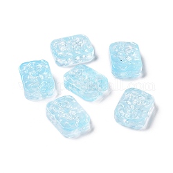 Perles de verre peintes par pulvérisation transparent, rectangle, lumière bleu ciel, 18x13x5.5mm, Trou: 1.4mm