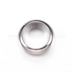 Abalorios de 304 acero inoxidable, anillo, color acero inoxidable, 7x2.5mm, agujero: 5 mm