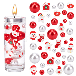 PandaHall Elite Christmas Theme DIY Jewelry Making Finding Kit, Including Opaque Resin Santa Claus & Snowman & Gloves & House & Sock Cabochons, Plastic Pearl Beads, Red, 158Pcs/bag