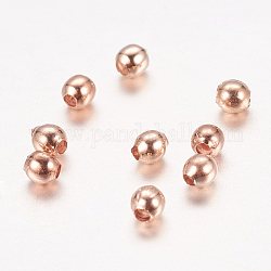 Iron Spacer Beads, Round, Rose Gold, 2mm, Hole: 1mm