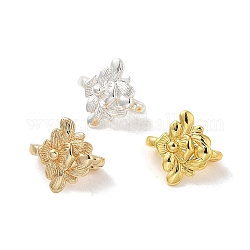 Rack Plating Brass Flower Hook Clasp, for Bracelet Jewelry Making, Long-Lasting Plated, Lead Free & Cadmium Free, Mixed Color, 10.5x10x6mm, Hole: 1.6mm, Pin: 1.3x1.3mm