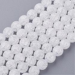 Synthetic Crackle Quartz Beads Strands, 128 Facets, Round, White, 8mm, Hole: 1mm, about 50pcs/strand, 16 inch