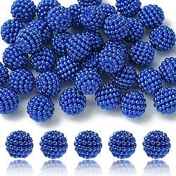 Perline acrilico perla imitato, perline bacca, perline combinati, tondo, blu, 12mm, Foro: 1.5 mm