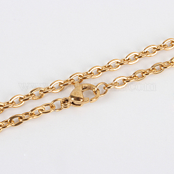304 Edelstahl-Kabelkette bildende Halskette, mit Karabiner verschlüsse, Vakuum-Beschichtung, golden, 19.7 Zoll (50 cm), 2 mm