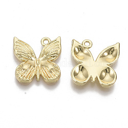 Pendenti strutturati in lega, farfalla, oro chiaro, 18x17x2.5mm, Foro: 1.5 mm