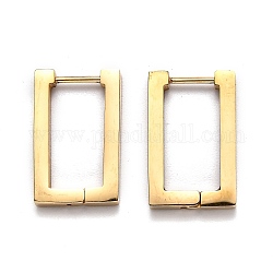 304 прямоугольные серьги-кольца из нержавеющей стали, золотые, 20x13x3 мм, штифты : 1 мм