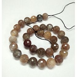 Natural Sunstone Beads Strands, Grade AB, Faceted, Round, 10mm, Hole: 1mm, about 42pcs/strand, 15.5 inch