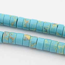 Synthetic Imperial Jasper Beads Strands, Dyed, Heishi Beads, Flat Round/Disc, Sky Blue, 12x3mm, Hole: 1mm, about 126pcs/strand, 14.9 inch