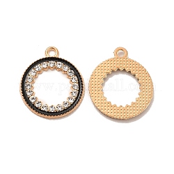 In lega con pendenti smaltati in strass, ciondoli ad anello, oro, 21x18x1.7mm, Foro: 1.5 mm