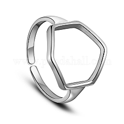 Shegrace classico anello da dito in argento sterling placcato rodio, con esagono, platino, 925mm