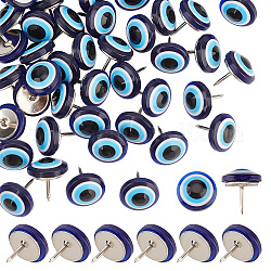 Полукруглые смоляные булавки от сглаза, железные канцелярские кнопки для фото, доска объявлений, синие, 13 мм, штифты : 1 мм, 60 шт / комплект