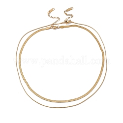 2 Uds. 2 estilos de chapado de iones (ip) 304 collares de cadena de espiga y serpiente de acero inoxidable para hombres y mujeres, dorado, 15.94~17.72 pulgada (40.5~45 cm), 1pc / estilo
