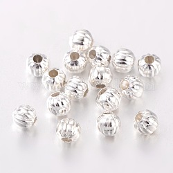 Fer ondulé séparateurs perles, couleur argentée, ronde, 5 mm de diamètre, Trou: 2mm, environ 107 pcs/20 g
