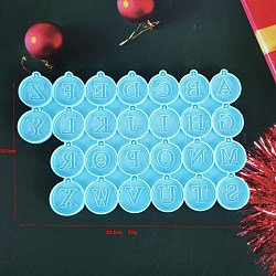 Пищевые плоские круглые и алфавитные подвесные силиконовые Молды, для уф-смолы, изготовление ювелирных изделий из эпоксидной смолы, глубокое синее небо, 221x141x10 мм