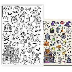 GLOBLELAND Halloween Ghost Clear Stamps for DIY Scrapbooking Pumpkin Zombie Tombstone Silicone Clear Stamp Seals Transparent Stamps for Cards Making Photo Album Journal Home Decoration