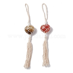 Décorations de pendentif en verre de pierre de pastèque synthétique, avec perles de nacre acrylique, cœur, 31~32 cm