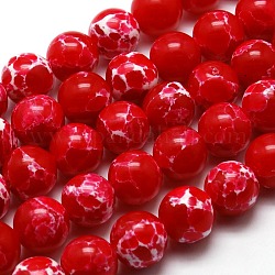 Synthetic Imperial Jasper Bead Strands, Dyed, Round, Red, 12mm, Hole: 1mm, about 33pcs/strand, 15.7inch