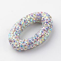 Abalorios de Diamante de imitación de arcilla polímero, oval, colorido, 34.5~35x21.5~22x6.5mm, agujero: 1.5 mm