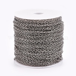 Chaînes de câbles en fer texturé, non soudée, avec bobine, gunmetal, 4.2x3x0.8mm, environ 328.08 pied (100 m)/rouleau