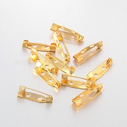Iron Brooch Findings, Back Bar Pins, Golden, 20mm long, 5mm wide, 5mm thick, hole: about 2mm