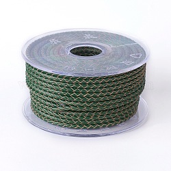 Оплетенный шнур из натуральной кожи, кожаный шнур ювелирных изделий, ювелирные изделия DIY делает материал, темно-зеленый, 3 мм, около 54.68 ярда (50 м) / рулон
