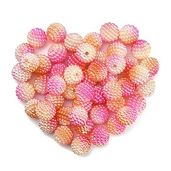 50pcs nachgemachte Perlenacrylperlen, Beere Perlen, Perlen kombiniert, Runde, neon rosa , 10 mm, Bohrung: 1 mm