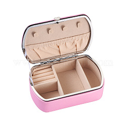 Коробка для хранения ювелирных изделий из искусственной кожи, с бархатной подкладкой, колонка, розовый жемчуг, 3-3/4x5-3/4x2 дюйм (9.5x14.6x5 см)