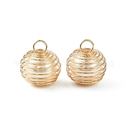 ABS Plastic Imitation Pearl Pendants, with Iron Finding, Round, Light Gold, 17x15mm, Hole: 3.9mm