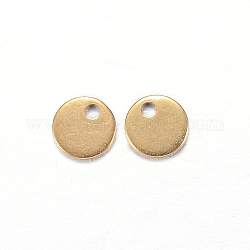 Ion Plating(IP) 304 Stainless Steel Charms, Flat Round, Stamping Blank Tag, Golden, 4x0.5mm, Hole: 1mm