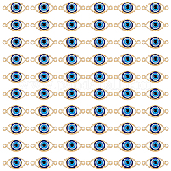 Hobbysay 60 stücke legierung verbindungsanhänger, mit Harz, Blue-Eye-Verbinder, Licht Gold, 12x27x5 mm, Bohrung: 2 mm