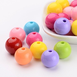 Opaque Acrylic Beads, Round, Mixed Color, 16mm, Hole: 3mm, about 6pcs/16g