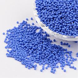 Cuentas espaciadoras de semillas de vidrio de pintura para hornear de 12/0 grado, azul aciano, 2x1.5mm, agujero: 0.7 mm, aproximamente 2840 unidades / 50 g