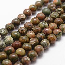 Natur Rhyolith Jaspis Perle Stränge, Runde, Farbig, 8 mm, Bohrung: 1 mm, ca. 44 Stk. / Strang, 14.9 Zoll ~ 15.1 Zoll