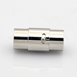 Column 304 Stainless Steel Locking Tube Magnetic Clasps, Stainless Steel Color, 18x6mm, Hole: 4mm