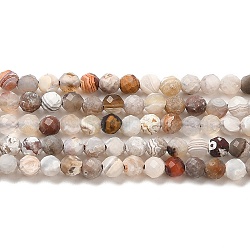 Brins de perles d'agate mexicaine naturelle, ronde, facette, 3mm, Trou: 0.6mm, Environ 140 pcs/chapelet, 15.55'' (39.5 cm)