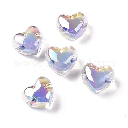Perline acrilico trasparente, perline in perline, ab colore placcato, cuore, lilla, 19x21.5x14mm, Foro: 3.5 mm