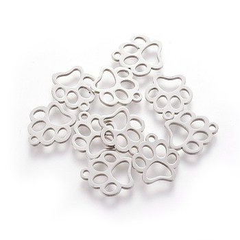 304 Edelstahl Anhänger / charms, Hund Pfotenabdrücke, Edelstahl Farbe, 12.9x11.8x1 mm, Bohrung: 1.3 mm