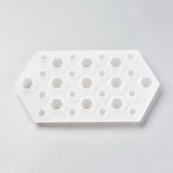 六角形デザインのDIYシリコーンモールド  レジン型  UVレジン用  エポキシ樹脂ジュエリー作り  ホワイト  12x22.5x2~2.5cm