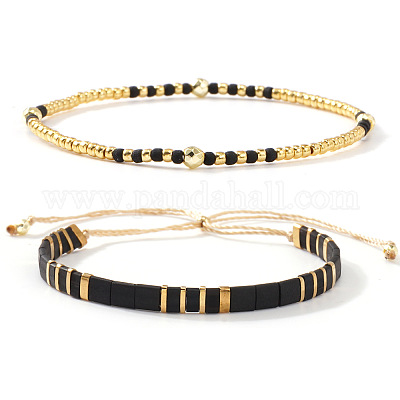 Set di braccialetti elasticizzati con perline di vetro&nbsp;MD3994-4-1