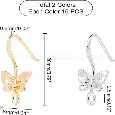 32 шт. 2 цвета латунные крючки для серег&nbsp;KK-FH0003-04-1