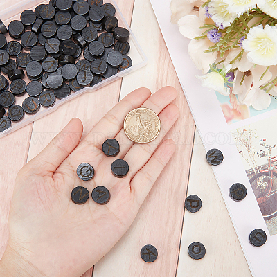 26 шт. 26 стиля плоские круглые с буквами деревянные кабошоны WOOD-GA0001-28-1