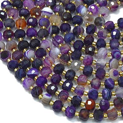 Natürlich gefärbte violette Achatperlenstränge&nbsp;G-K389-E35-01-1